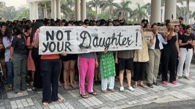 The students told The Indian Express that Sunday's incident involving the V-C was the "latest trigger" and the protest was a result of the "culmination of several incidents that have been happening for months.