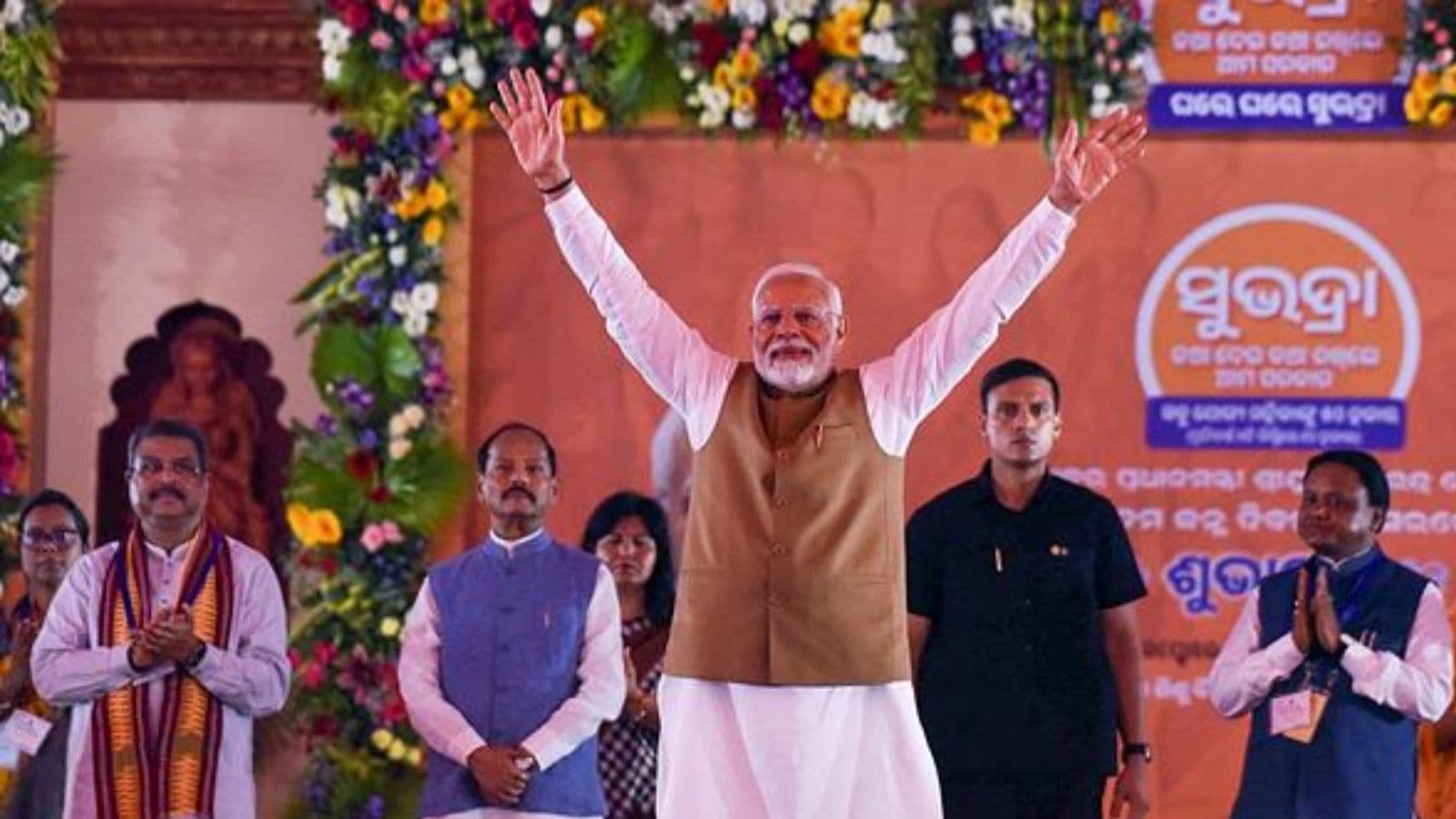 Prime Minister Narendra Modi at the launch of the Subhadra Yojana, in Bhubaneswar, Odisha,