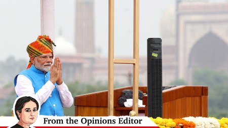 Prime Minister Narendra Modi at the 78th Independence Day celebrations at the Red Fort. (Express file photo by Praveen Khanna)