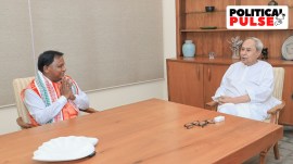 Odisha CM Mohan Majhi (L) with BJD supremo Naveen Patnaik (R). (Photo: Naveen Patnaik/ X)