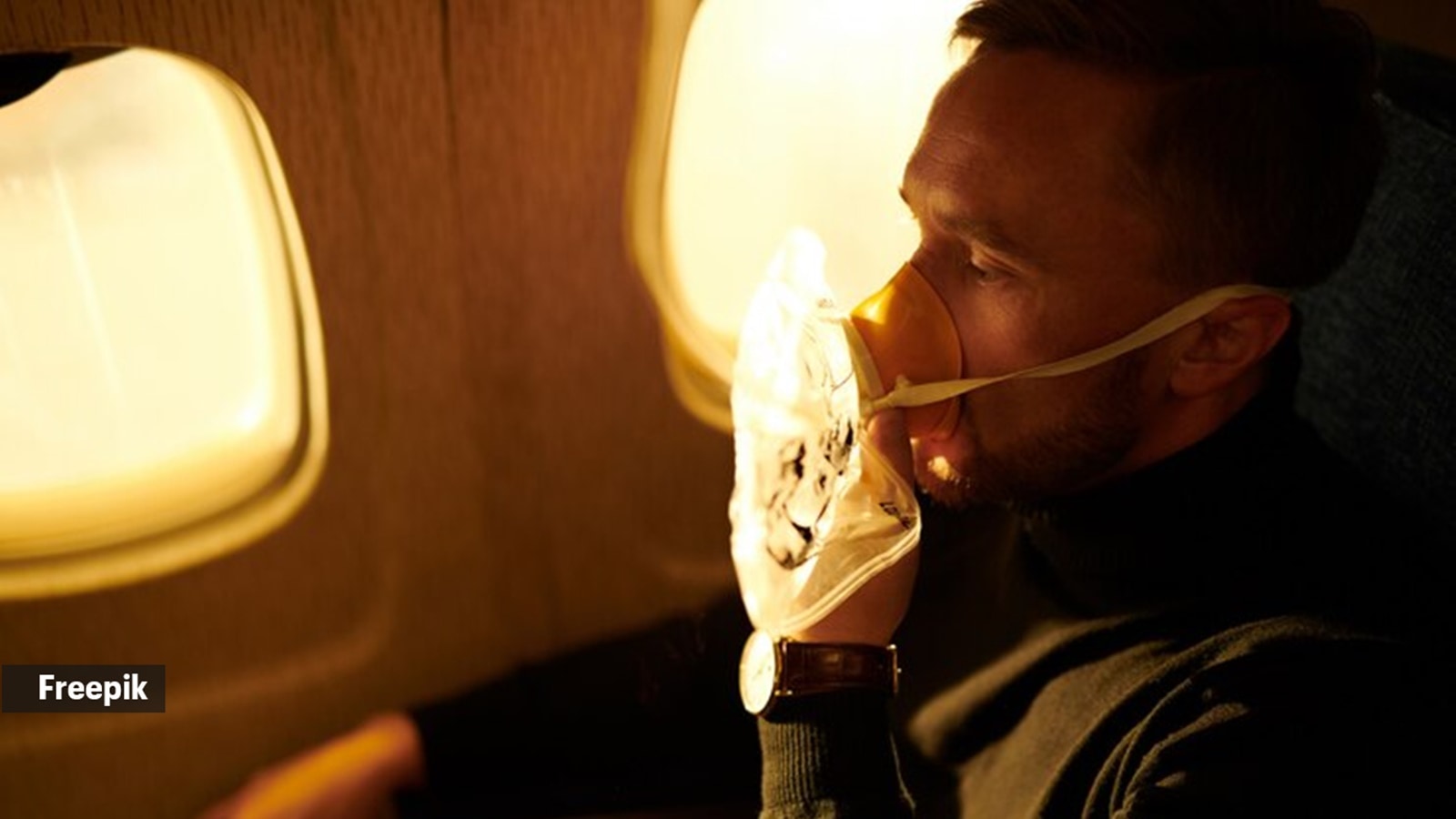 The oxygen masks are connected to a complex network of tubing that runs throughout the aircraft.