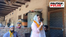 Rabia Kidwai campaigning in Nuh. (Express)