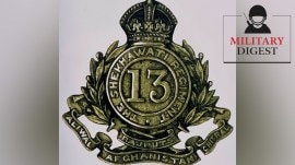 The insignia of the 13th Rajputs (The Shekhawati Regiment) of the Indian Army. (Express Photo)