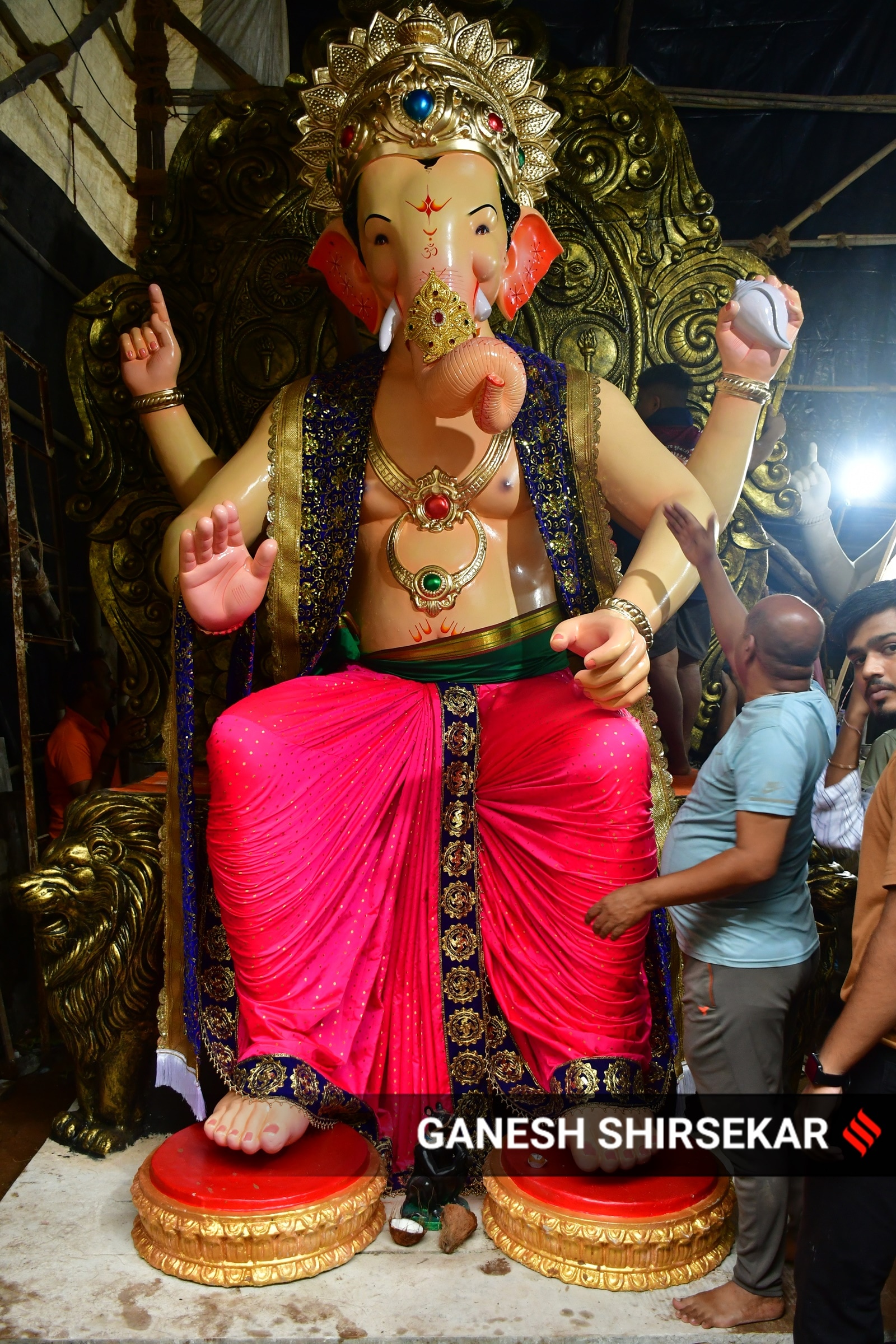 5 feet idol of lord Ganesha exported to Thailand leaving from Kambli Arts workshop, Chinchpokli in Mumbai