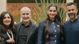Sonam Kapoor with husband Anand Ahuja (right), and parents-in-law Priya Ahuja and Harish Ahuja