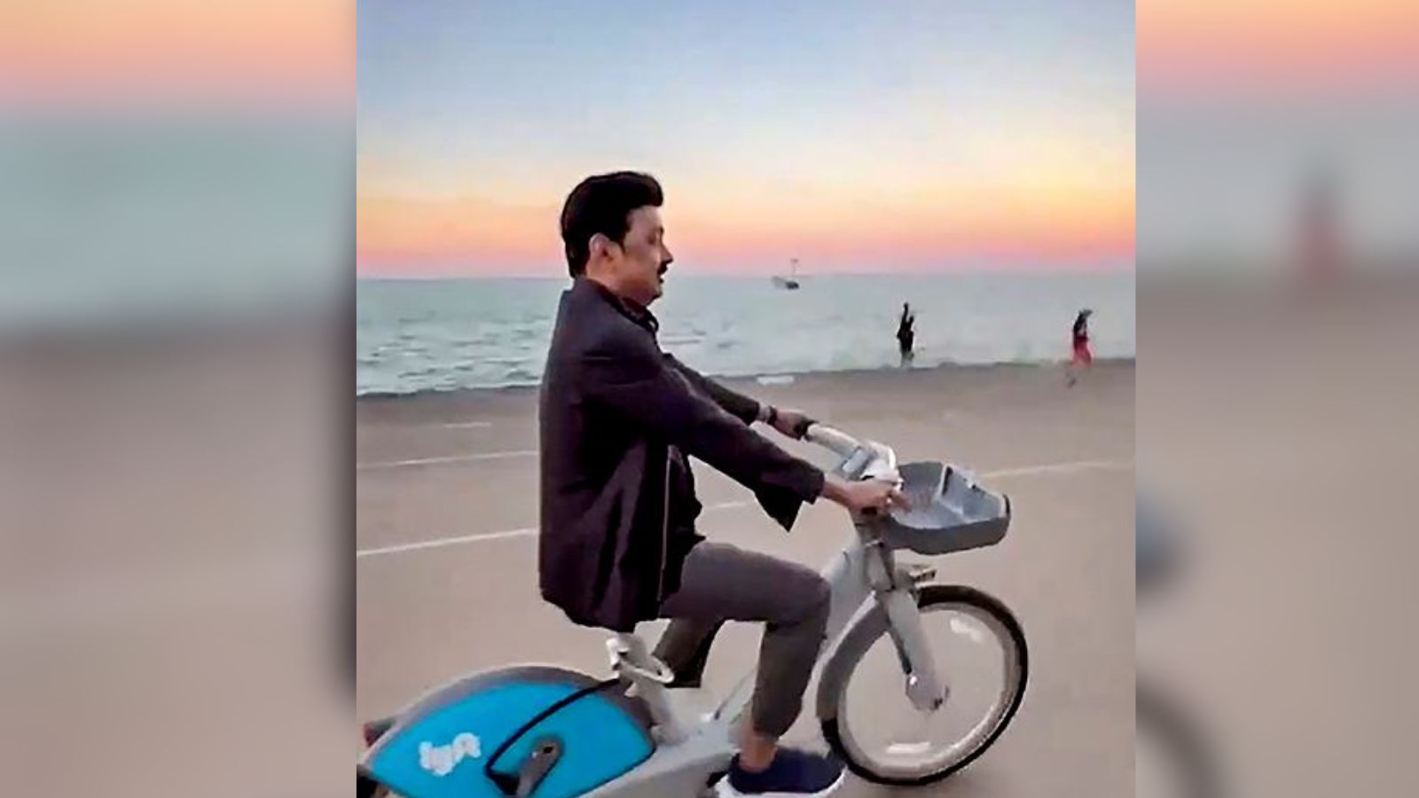 Tamil Nadu Chief Minister MK Stalin rides cycle in the evening during his US trip.