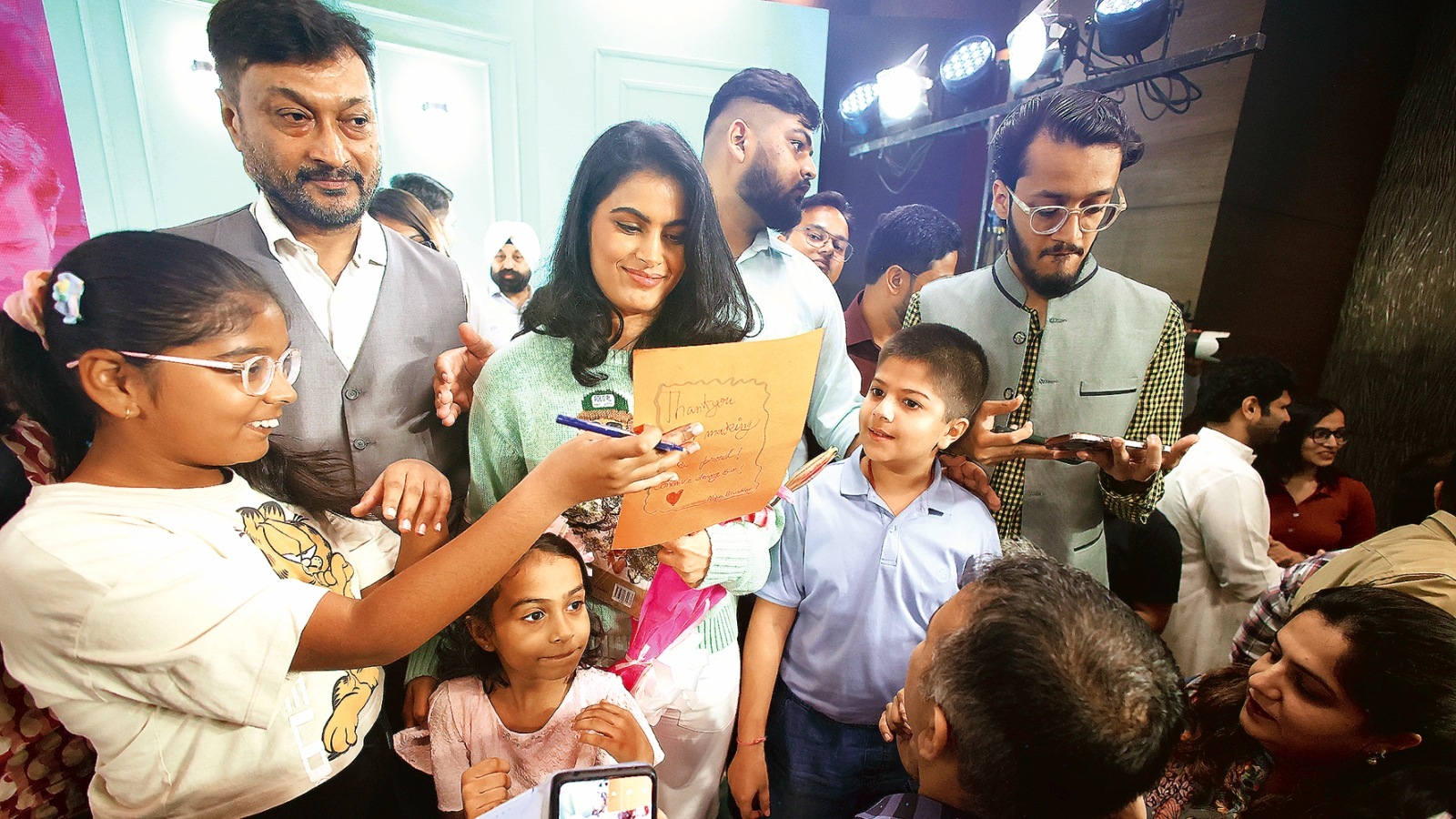 Manu Bhaker with guests at the event