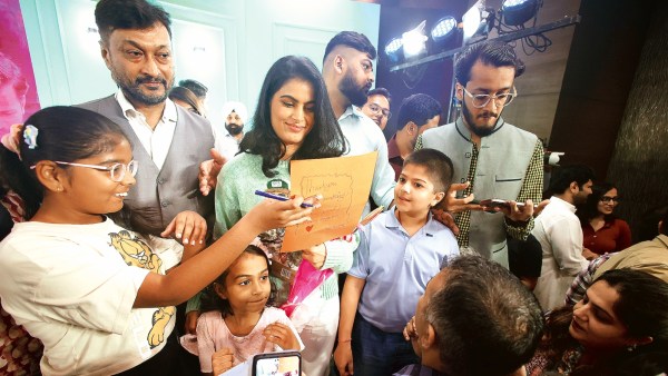 Manu Bhaker with guests at the event