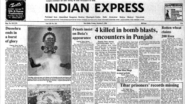 Forty Years Ago, Punjab Bomb Blasts, Rotten Wheat Deaths, Tihar Jail Records, India-NZ Ties, editorial, Indian express, opinion news, indian express editorial