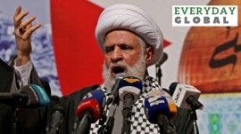 Who is Naim Qassem: Hezbollah leader Sheikh Naim Qassem speaks during a rally supporting Gaza in Beirut, Lebanon, on October 13, 2023.