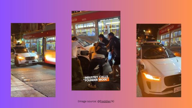 CEOs help AI-driven Waymo car move after crash with bus