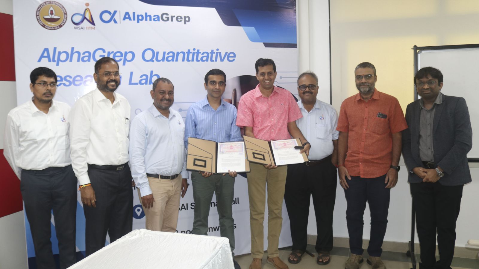 Prof. Ashwin Mahalingam, Dean (ACR), IIT Madras & Mr. Mohit Mutreja, CMD, AlphaGrep Securities, exchanging the MoU at IIT-M Campus today (10th Oct 2024)