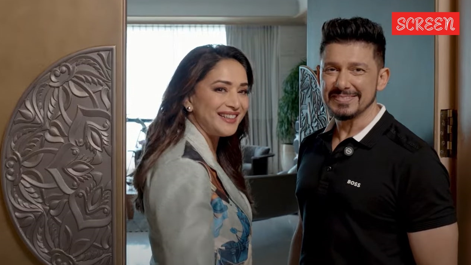 Inside Madhuri Dixit-Shriram Nene’s Mumbai apartment, showcasing paintings MF Husain made exclusively for her. Watch