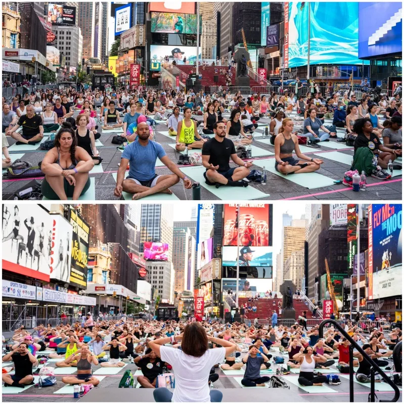 International Day of Yoga being celebrated astatine  Times Square (Indian Embassy US Twitter)