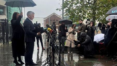 Detective Chief Superintendent Eamonn Corrigan from the Police Service of Northern Ireland speaks to journalists outside Belfast's Crown Court, following the sentencing of Alexander McCartney, 26, for mass online child sexual abuse and blackmail of young girls around the world, in Belfast, Northern Ireland, October 25, 2024. REUTERS/Amanda Ferguson