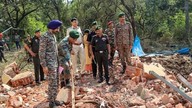 Officials astatine  the blast tract  of Ordnance Factory Jabalpur (OFJ), successful  Jabalpur district, Madhya Pradesh