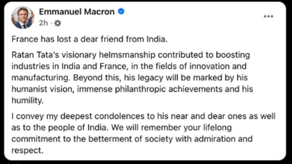 Macron on Ratan Tata