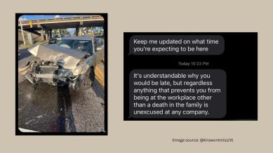 Manager's cold response to employee's car accident goes viral
