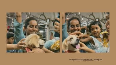 Viral video of pet dog riding Mumbai local train