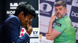 Svidler (L) gushes about the experience of working with Pragg, one of the most talented stars of the current generation of Indians. (Norway Chess/Global Chess League)