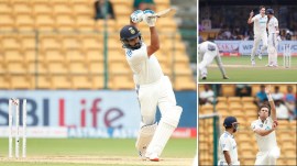 New Project – 2024-10-17T123554.125 India vs New Zealand: More harrowingly, and a wider concern in the lead-up to the Australia series, their technique against the moving ball got a rude reality check. (BCCI)