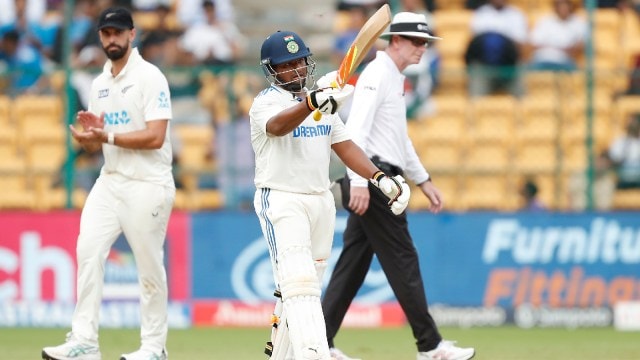  Sarfaraz Khan smashed his maiden Test 100  successful  Bengaluru connected  Saturday. (BCCI)