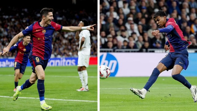  Barcelona were much  than comfy  playing connected  the counter-attack, exploiting the lightning velocity  of Raphinha and Yamal to assistance   provender  LaLiga apical  scorer Lewandowski. (Reuters)