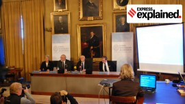 The Royal Swedish Academy of Sciences making the announcement for the Nobel Prize for Physics in 2009.
