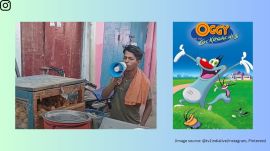 Pani puri vendor mimics "Oggy and the Cockroaches" (Image source: @tv1indialive/Instagram, Pinterest)