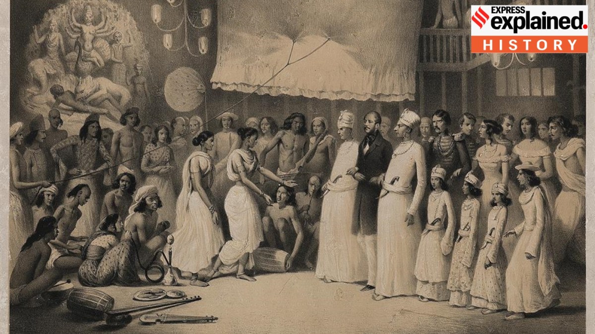 'Festival of the Goddess Durga at Calcutta' sketched by Alexis Soltykoff in 1859. (Wikimedia Commons)