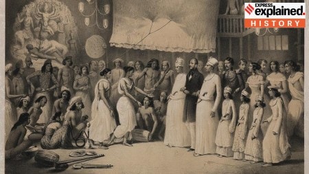 'Festival of the Goddess Durga at Calcutta' sketched by Alexis Soltykoff in 1859. (Wikimedia Commons)
