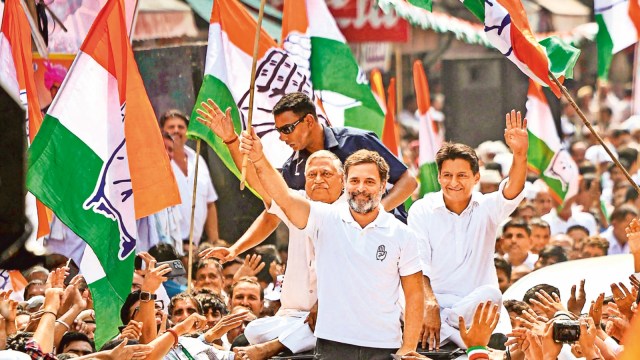 Leader of Opposition successful  Lok Sabha Rahul Gandhi during his ‘Haryana Vijay Sankalp Yatra’ connected  Tuesday. PTI