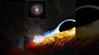 Detection of X-rays (purple) with NASA's Chandra X-ray Observatory, overlaid on a visible light image of the host galaxy.