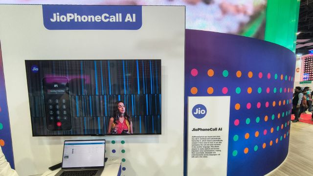 The Jio PhoneCall AI booth astatine  IMC 2024.