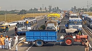farmers block Dhareri Jatta toll plaza, punjab news, indian express