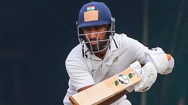 Cheteshwar Pujara struck his 25th Ranji Trophy 100  connected  Monday. (PTI)