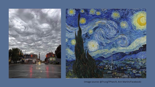 A rare cloud formation, resembling a Van Gogh painting