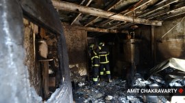 BMC officials said that the blaze was confined to electric wiring and electric installation of the shop which spread to other household appliances. (Photo: Screenshot/ANI)