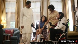 CJI DY Chandrachud with his wife and daughters at his home. (Express photo by Tashi Tobgyal/File)