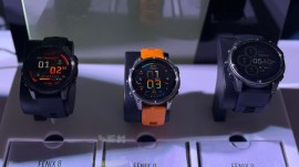 Fenix 8 series smartwatches are available in optional titanium frame. (Image Credit: Anuj Bhatia/Indian Express)