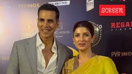 Akshay Kumar and Twinkle Khanna were present at her film screening in Mumbai