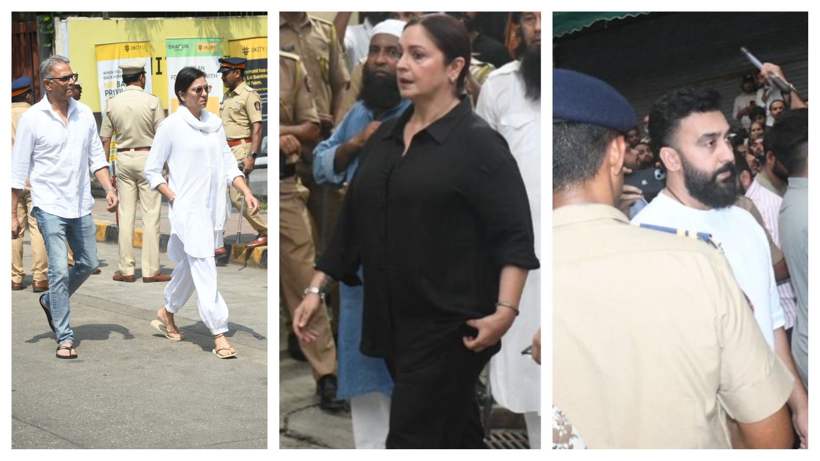 Priya Dutt, Raj Kundra and Pooja Bhatt at Baba Siddique's house.