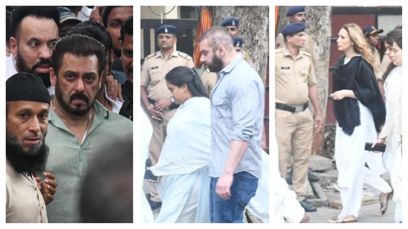 Salman Khan, Sohail Khan, Arpita Khan and Salman's rumoured partner Iulia Vantur arrive at Baba Siddique's house