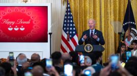 President Joe Biden speaks at a reception celebrating Diwali, in the East Room of the White House in Washington, Monday, Oct. 28, 2024. (AP Photo/Ben Curtis)