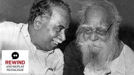 C N Annadurai with E V Ramasamy, better known as Periyar. (Photo: Wikipedia)