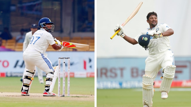  Sarfaraz crafted his maiden Test 100  connected  the backmost  of a scope  of unorthodox strokes. (BCCI)