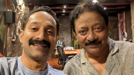 RGV recently shared a picture of actor Fahadh Faasil standing in what looked like a cave set, with golden light illuminating his tilted face.