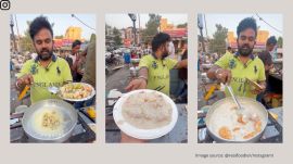 Delhi street vendor makes 'fruit momos' (Image source: @realfoodler/Instagram)