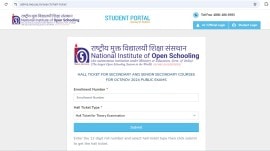 NIOS Admit Card Link: the NIOS Class 10 and 12 exams will be held from October 22 to November 29