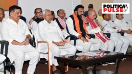 Bihar Chief Minister Nitish Kumar chairing the NDA meet on October 28. (Photo: JD(U)/ X)